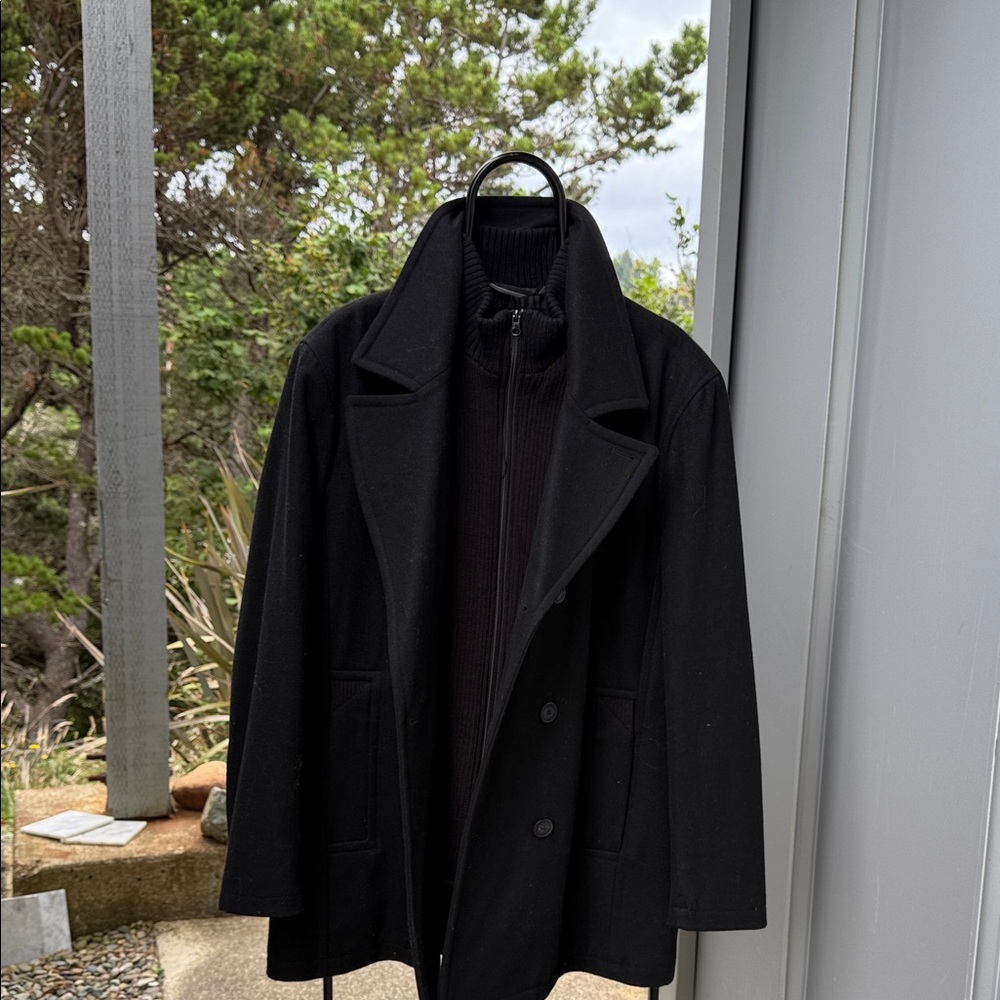 Marc New York Men's Classic wool Black Pea Coat
